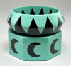 WT12 turquoise & black octagon & claw resin bangles 